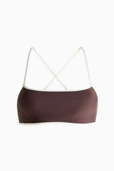 H&m Padded Sports Bikini Top In Brown