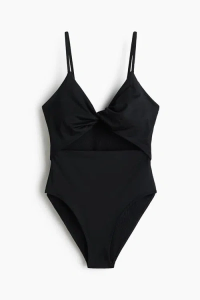 H&m Padded-cup High Leg Swimsuit In Black