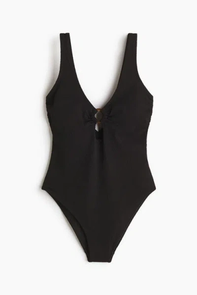 H&m Padded-cup High Leg Swimsuit In Black