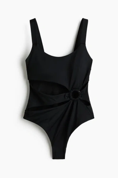 H&m Padded-cup High Leg Swimsuit In Black