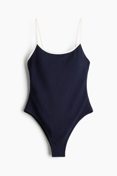 H&m Padded-cup High Leg Swimsuit In Blue