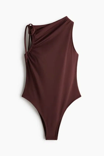 H&m Padded-cup High Leg Swimsuit In Brown