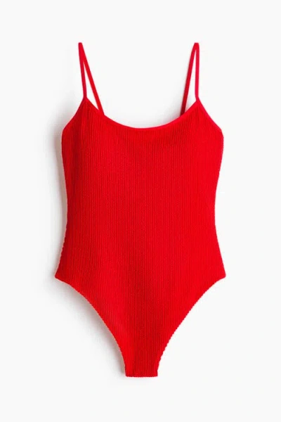 H&m Mama Padded-cup High Leg Swimsuit In Red