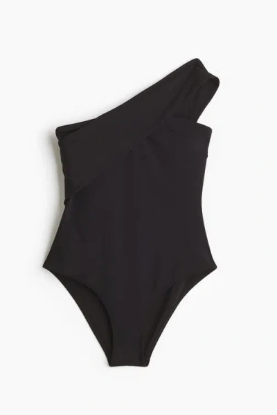 H&m Padded-cup One-shoulder Swimsuit In Blue
