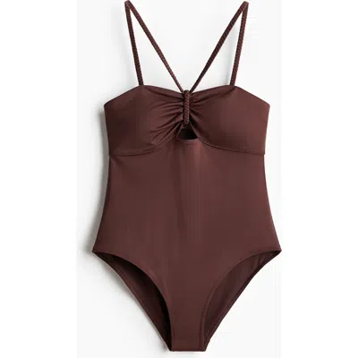 H&m Padded-cup Swimsuit In Burgundy