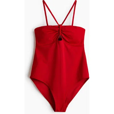 H&m Padded-cup Swimsuit In Brown