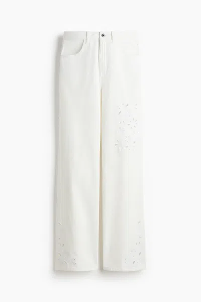 H&m Mom Slim-fit High-waist Ankle Jeans In White