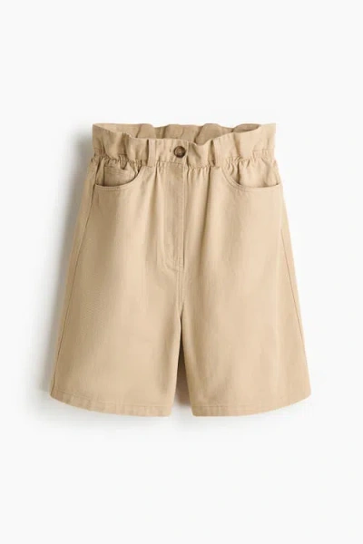 H&m Paper Bag Bermuda Shorts In Neutral
