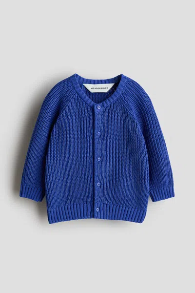 H&m Babies' Patent-knit Cotton Cardigan In Blue