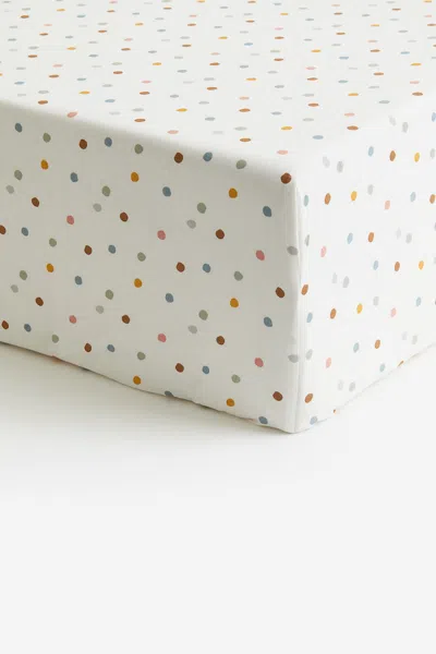 H&m Patterned Cotton Fitted Sheet In White