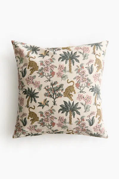 H&m Patterned Cushion Cover In Light Beige/patterned