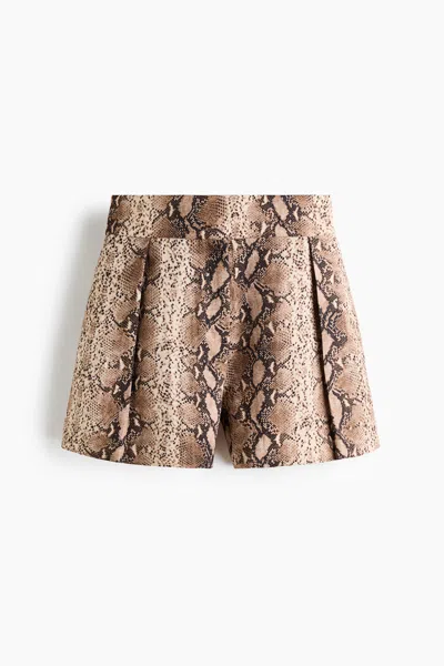 H&m Patterned Dressy Shorts In Brown