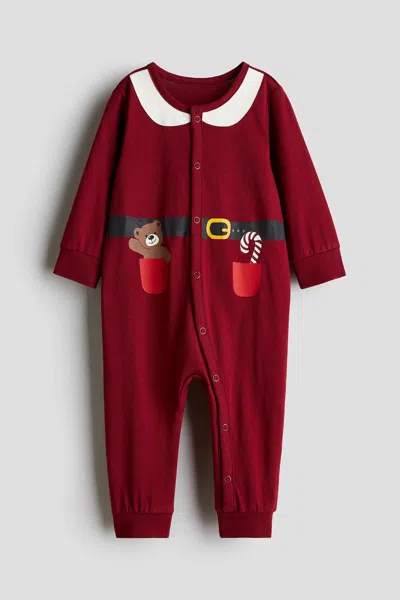 H&m Babies' Patterned Pajama Jumpsuit In Red