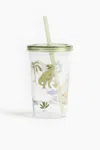 H&m Patterned Plastic Mug With Straw In Multi