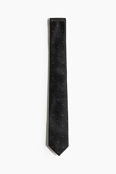 H&m Patterned Tie In Black/dotted