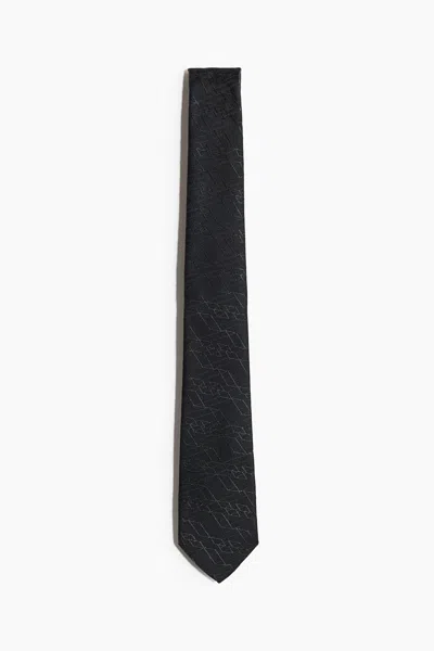H&m Patterned Tie In Black/lotto
