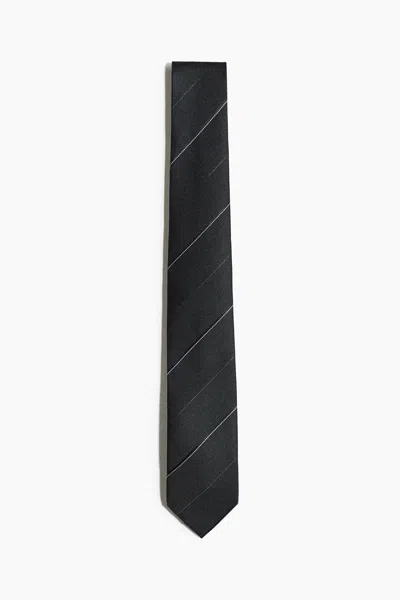 H&m Patterned Tie In Black/striped