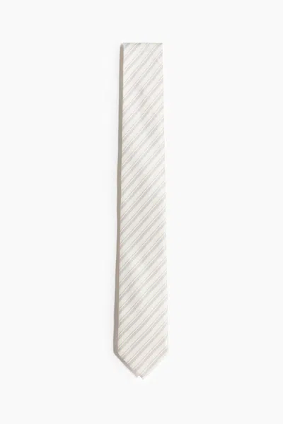 H&m Patterned Tie In Cream/striped