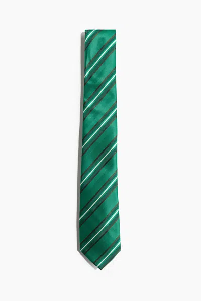 H&m Patterned Tie In Green/striped