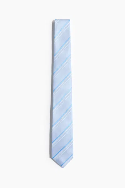 H&m Patterned Tie In Light Blue/striped