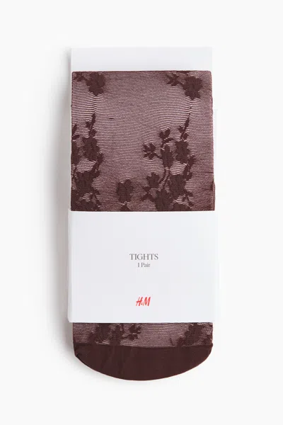 H&m Patterned Tights In Brown