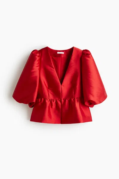 H&m Peplum Blouse In Red