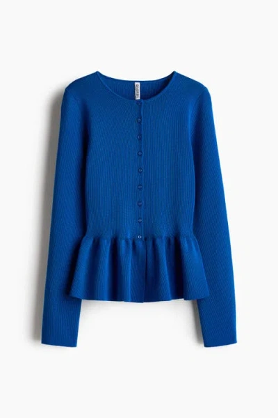 H&m Peplum Cardigan In Blue