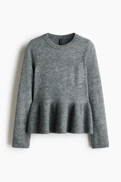 H&m Peplum Sweater In Gray