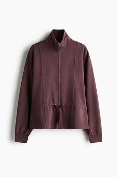 H&m Peplum Sweatshirt Jacket In Brown