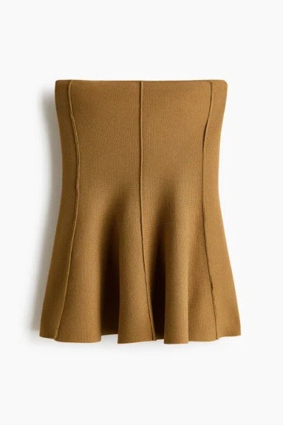H&m Peplum Tube Top In Brown