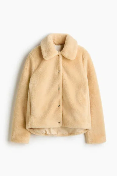 H&m Pile Jacket In Brown