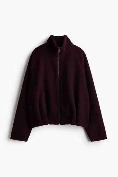 H&m Pile Jacket In Burgundy