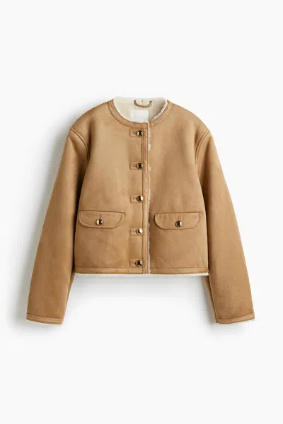 H&m Pile-lined Jacket In Brown