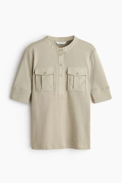 H&m Pima Cotton Henley Shirt In Neutral