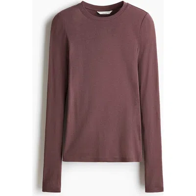H&m Pima Cotton Jersey Top In Brown