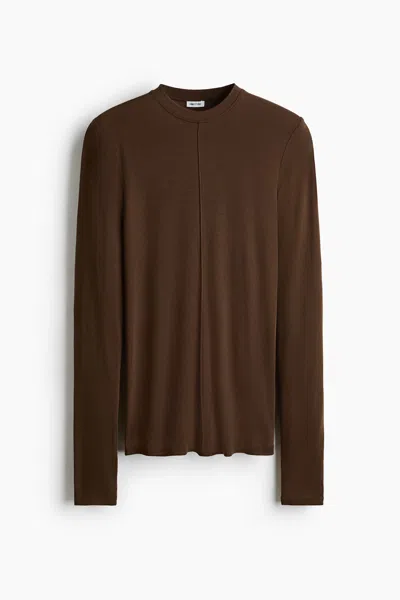 H&m Pima Cotton Shirt In Dark Brown