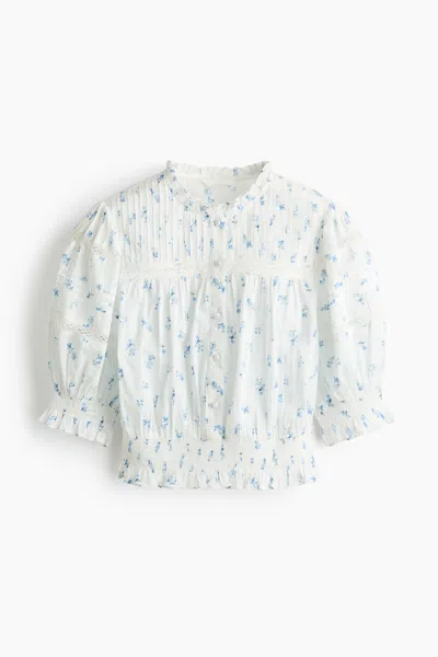 H&m Pintucked Cotton Blouse In White