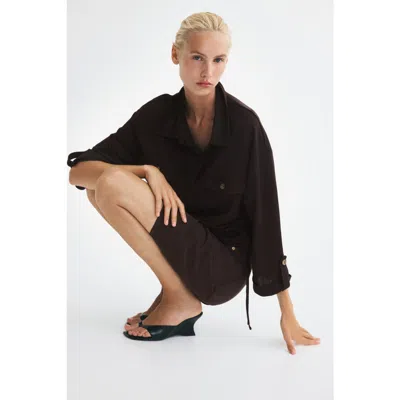 H&m Piqué Pullover Shirt In Dark Brown