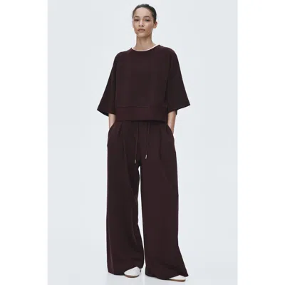 H&m Pleat-detail Drawstring Pants In Burgundy