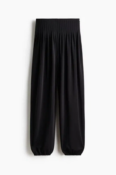 H&m Pleated Barrel-leg Trousers In Black