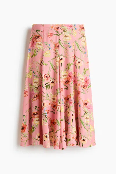 H&m Pleated Viscose Skirt In Pink