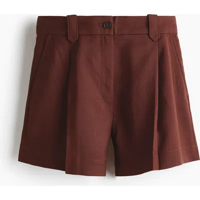 H&m Pleat-front Shorts In Brown
