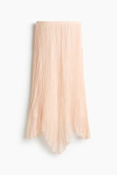 H&m Plissé Handkerchief Skirt In Pink