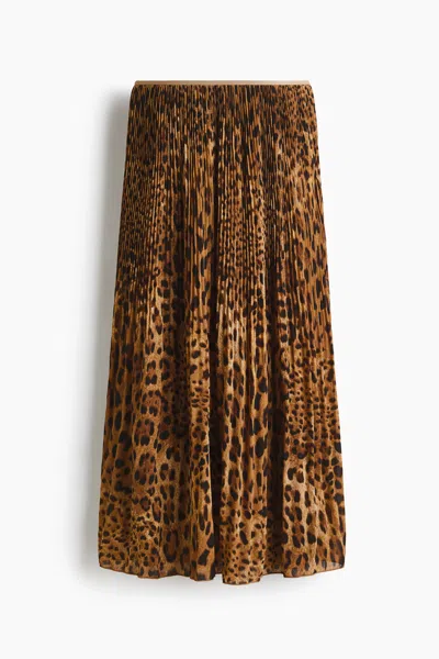 H&m Plissé Skirt In Animal Print