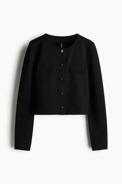 H&m Pocket-detail Jersey Cardigan In Animal Print