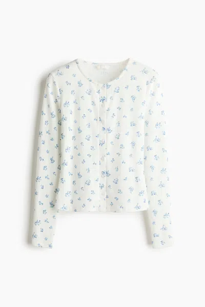 H&m Pointelle Jersey Cardigan In Blue