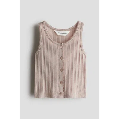 H&m Kids'  Pointelle Jersey Vest Top In Pink