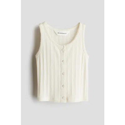 H&m Kids'  Pointelle Jersey Vest Top In White