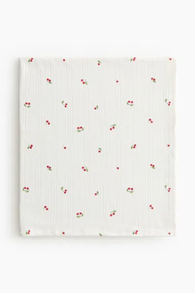 H&m Pointelle-knit Baby Blanket In Cream/cherries