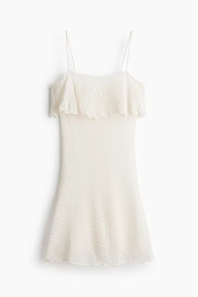 H&m Pointelle-knit Camisole Top In White